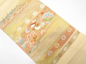 アンティーク　霞に花鳥模様織り出し袋帯（材料）